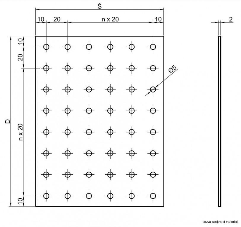 Spojovací deska 60x200 mm, 03-01 BOVA, zinek bílý