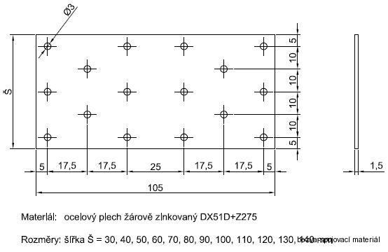 Spojovací deska 105x110 mm, 03-35 BV/S 105