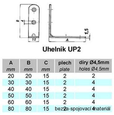 Úhelník nábytkový UP2 15x30x30 mm zinek bílý