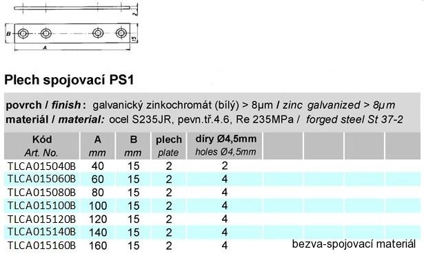 Spojovací plech PS1 15x60 mm zinek bílý