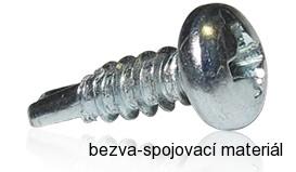 Samovrtný šroub TEX DIN 7504 N 3,9x22 mm, půlkulatá hlava, zinek bílý
