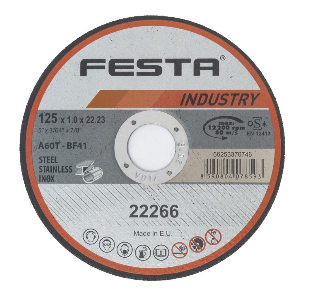 Řezný kotouč na kov a nerez 115x1,6x22,2 FESTA Industry - profi