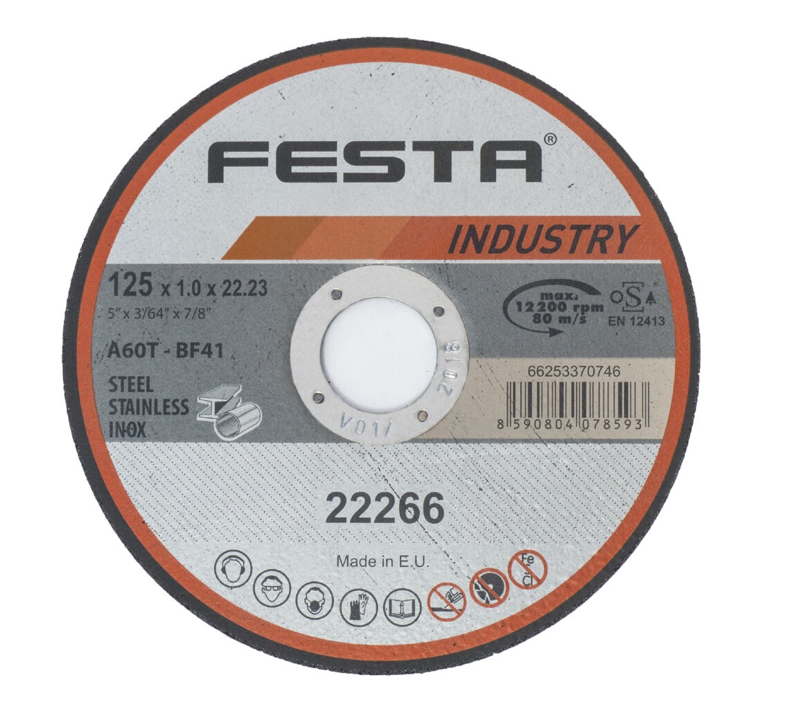 Řezný kotouč na kov a nerez 125x1,6x22,2 FESTA Industry - profi