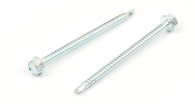 Samovrtný šroub do plechu 4,8x90 mm DIN 7504 K šestihranná hlava, zinek bílý