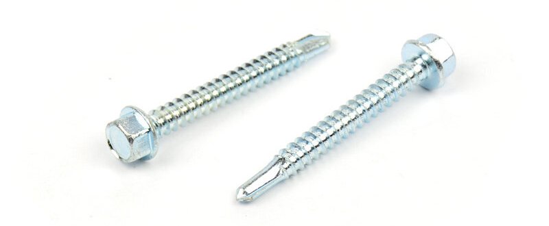 Samovrtný šroub do plechu 5,5x45 mm DIN 7504 K šestihranná hlava, zinek bílý