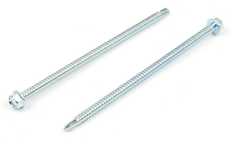 Samovrtný šroub do plechu 5,5x120 mm DIN 7504 K šestihranná hlava, zinek bílý