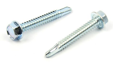 Samovrtný šroub do plechu 6,3x50 mm DIN 7504 K šestihranná hlava, zinek bílý