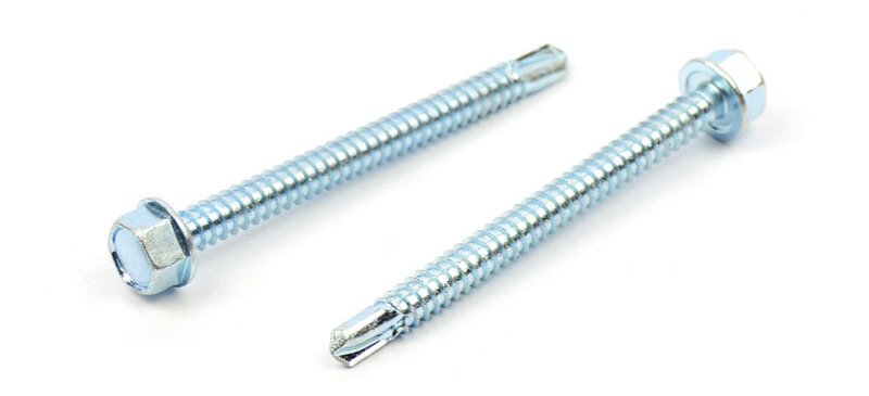 Samovrtný šroub do plechu 6,3x70 mm DIN 7504 K šestihranná hlava, zinek bílý