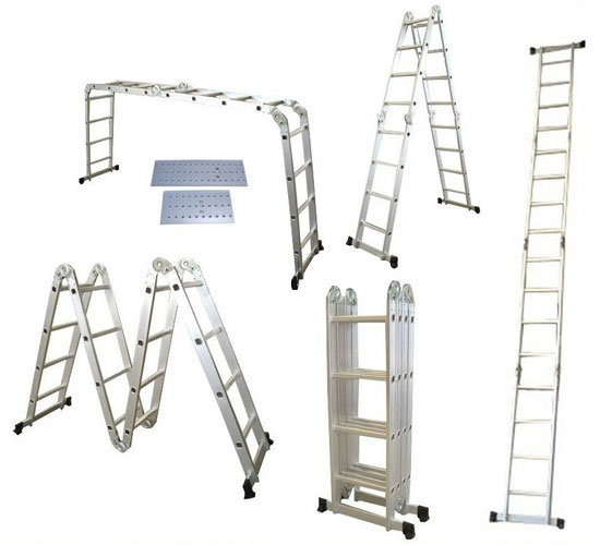 Hliníkový kloubový žebřík 4x3 s plošinou