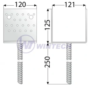 Patka sloupku 120, PSS 120,121x125x120x4,trn Ø 18