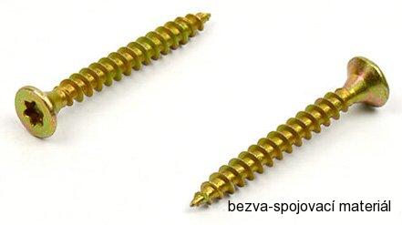 Páskovaný vrut do dřeva 4,0x35 mm, zinek žlutý, zápustná hlava