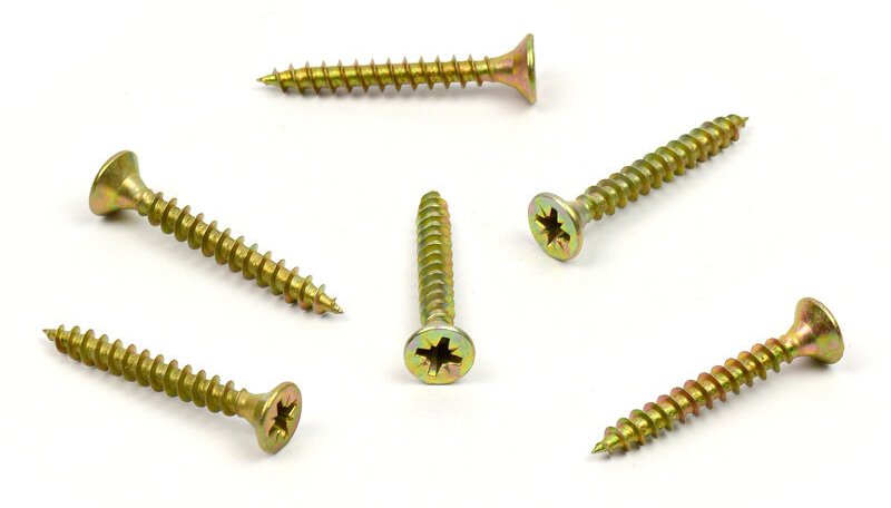 Univerzální vrut do dřeva 4,5x30 plný závit zinek žlutý