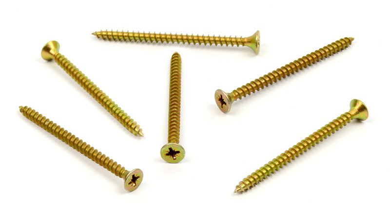 Univerzální vrut do dřeva 5x100 plný závit zinek žlutý