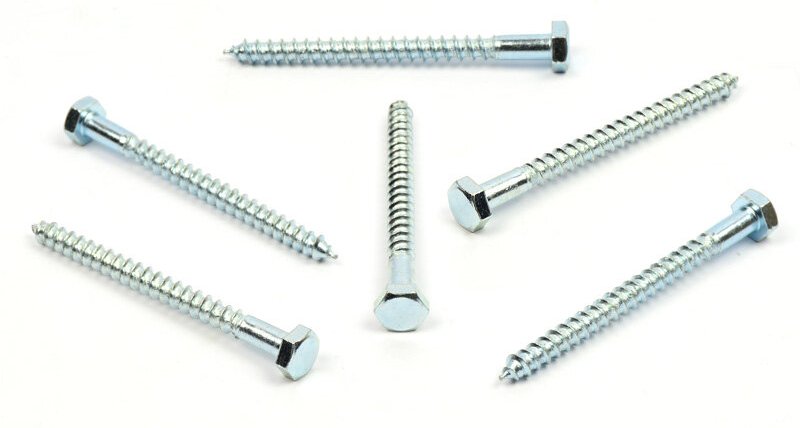 Podstavcový vrut do dřeva 6x70 zinek bílý, DIN 571