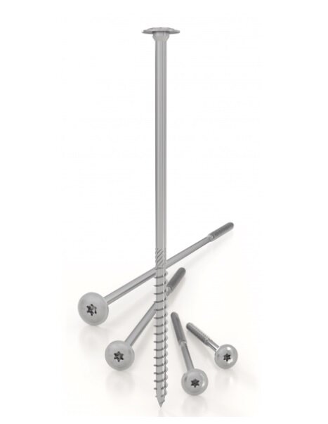 Vrut pro dřevostavby TBS 8x180 s talířovou hlavou, zinek bílý