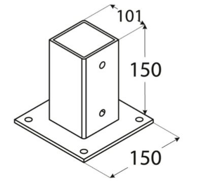 Patka sloupku se čtvercovou základnou 101x150x2, PSP 100