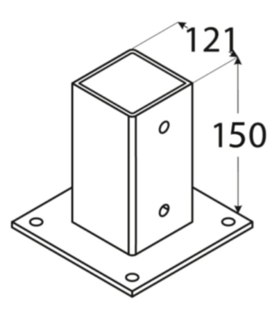 Patka sloupku se čtvercovou základnou 121x200x2, PSP 120