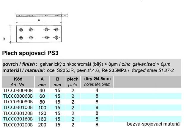 Spojovací plech PS3 30x120 mm zinek bílý