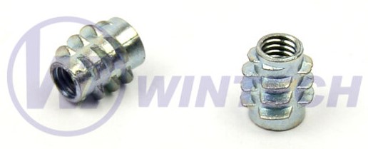 Závrtná matice bez límce M4x8 mm, typ E, zinek bílý