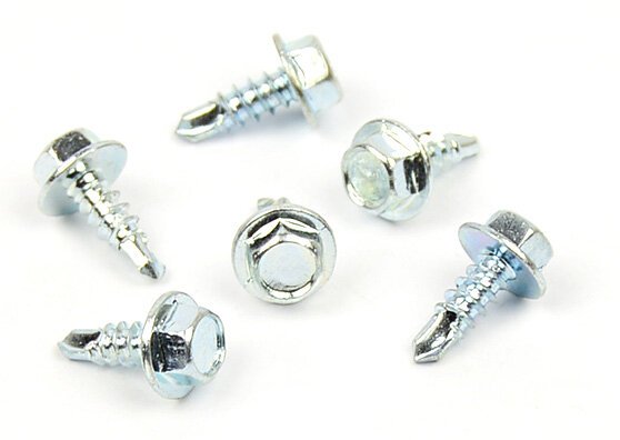 Samovrtný šroub do plechu 3,5x9,5 mm DIN 7504 K šestihranná hlava, zinek bílý