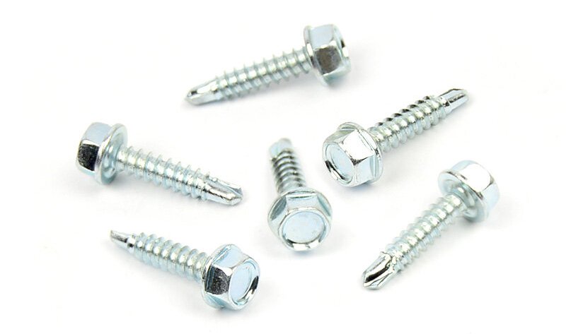 Samovrtný šroub do plechu 4,2x13 mm DIN 7504 K šestihranná hlava, zinek bílý