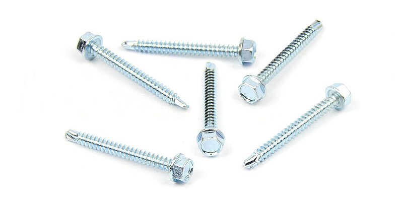 Samovrtný šroub do plechu 4,2x38 mm DIN 7504 K šestihranná hlava, zinek bílý