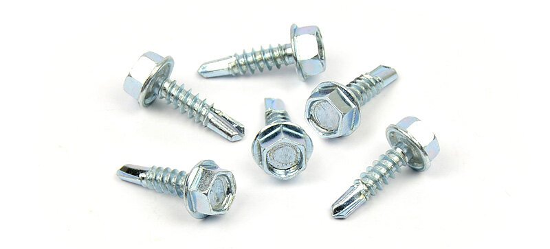 Samovrtný šroub do plechu 4,8x22 mm DIN 7504 K šestihranná hlava, zinek bílý