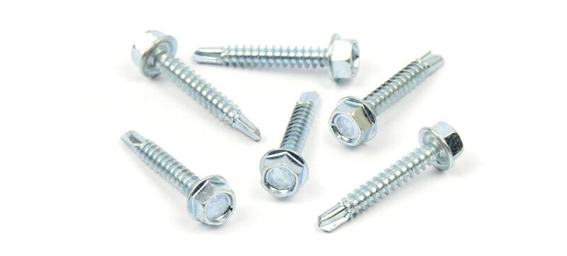 Samovrtný šroub do plechu 4,8x45 mm DIN 7504 K šestihranná hlava, zinek bílý