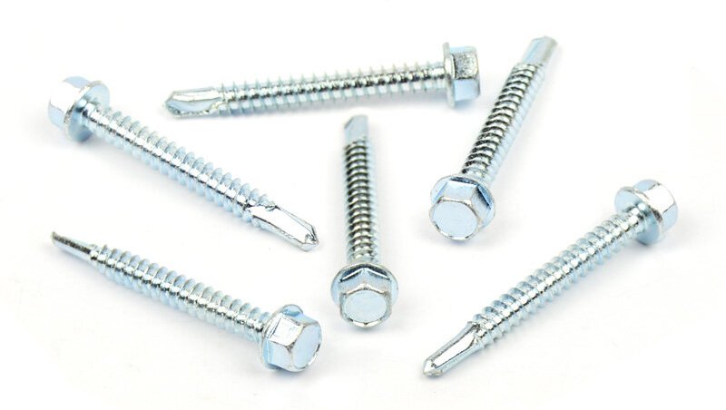 Samovrtný šroub do plechu 5,5x38 mm DIN 7504 K šestihranná hlava, zinek bílý