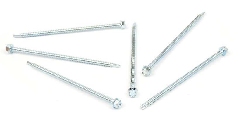 Samovrtný šroub do plechu 5,5x100 mm DIN 7504 K šestihranná hlava, zinek bílý