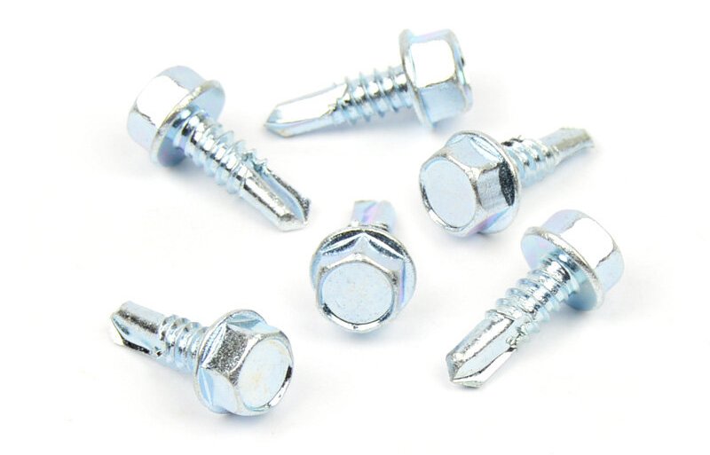 Samovrtný šroub do plechu 6,3x32 mm DIN 7504 K šestihranná hlava, zinek bílý