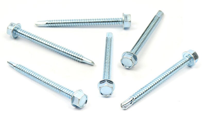 Samovrtný šroub do plechu 6,3x90 mm DIN 7504 K šestihranná hlava, zinek bílý