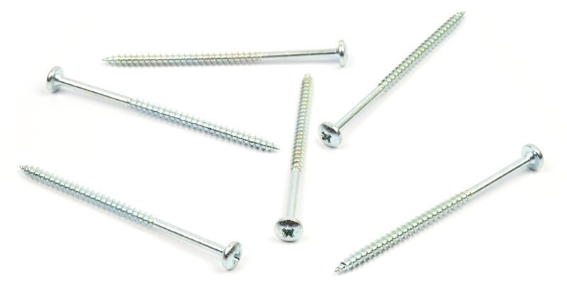 Vrut do dřeva s půlkulatou hlavou 5x70/42 zinek bílý křížová drážka PZ 