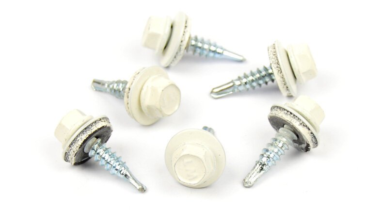 Střešní šroub s EPDM 4,8x20 RAL 9010 bílá