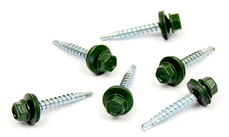 Střešní šroub s EPDM 4,8x35 RAL 6020 chromově zelená
