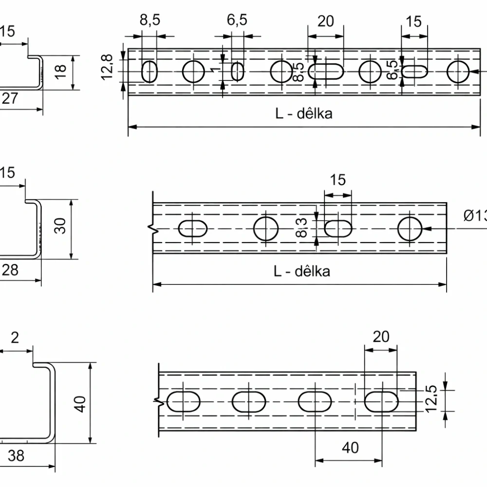 Nosník 27/18 × 2000 mm 1.25