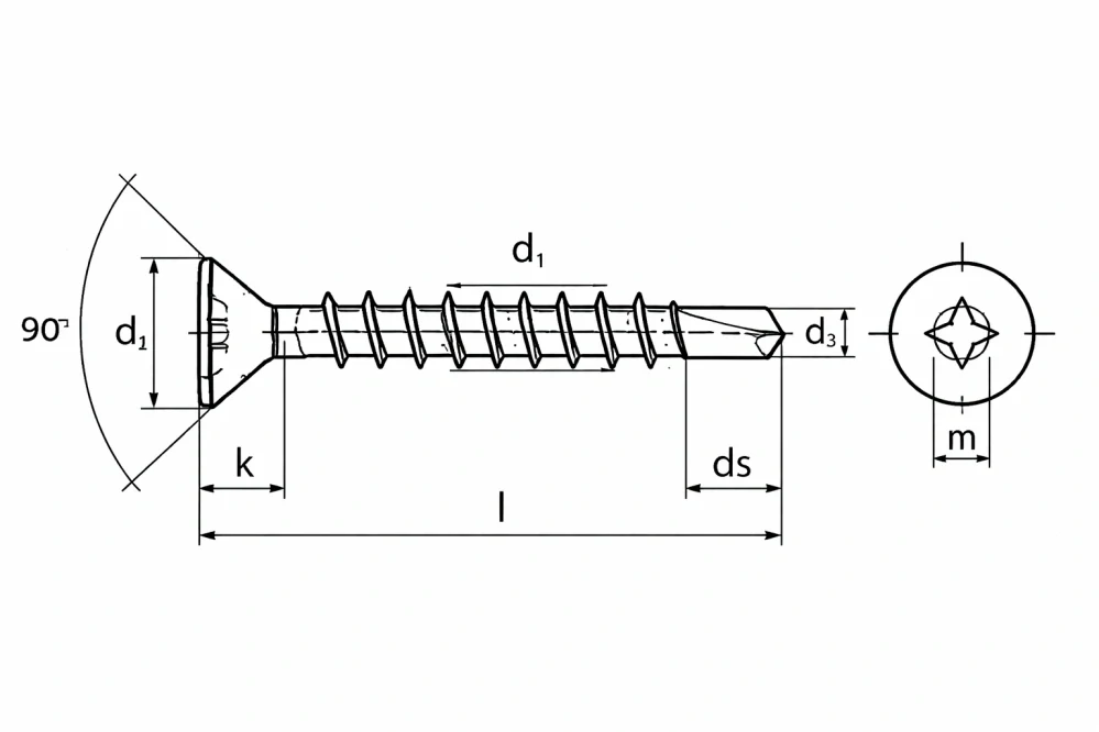 Samovrtný vrut  ZH T  6 dr.  4,0 x 45 ZB