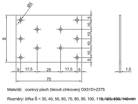 Spojovací deska 70x120 mm, 03-34 BV/S 70