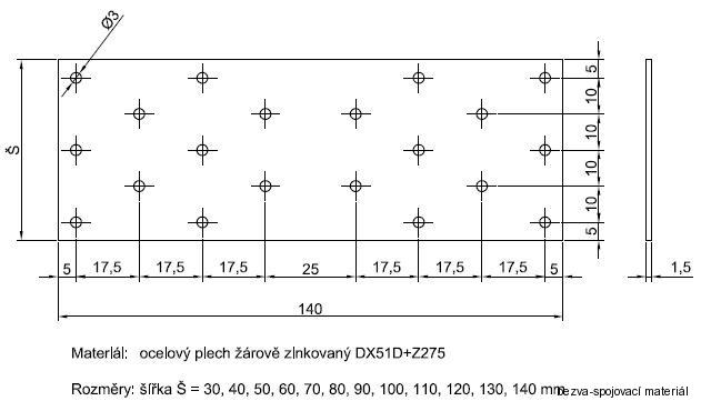 Spojovací deska 140x90 mm, 03-36 BV/S 140