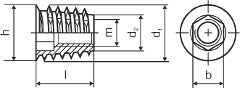 Závrtná matice s límcem M6x25 mm, typ D, zinek bílý
