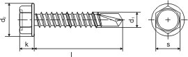 Samovrtný šroub do plechu 3,9x13 mm DIN 7504 K šestihranná hlava, zinek bílý