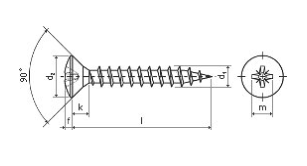 Vrut do dřeva zápustná čočková hlava 4x30 mm, zinek žlutý
