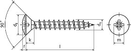 Vrut do dřeva zápustná čočková hlava 4x20 mm, zinek bílý