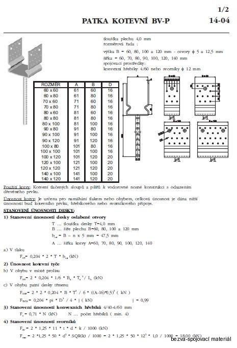 Kotevní patka do betonu 90x100 mm BV/T 14-04