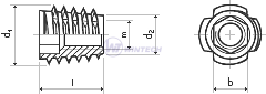 Závrtná matice bez límce M4x8 mm, typ E, zinek bílý